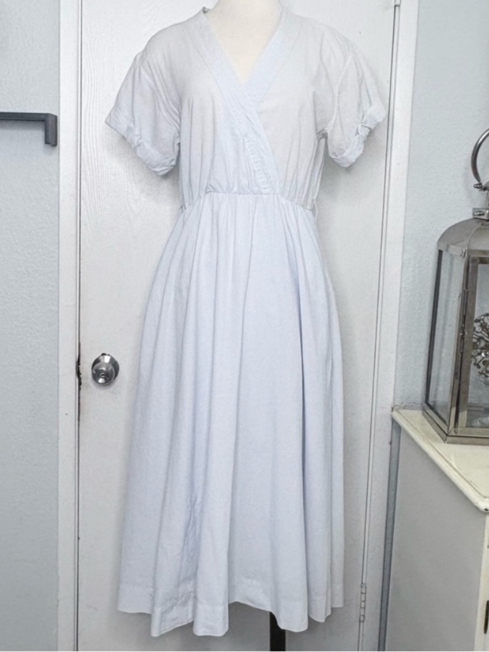 XIRENA Winslow Women's Light Blue Cotton Poplin Midi Dress Size S